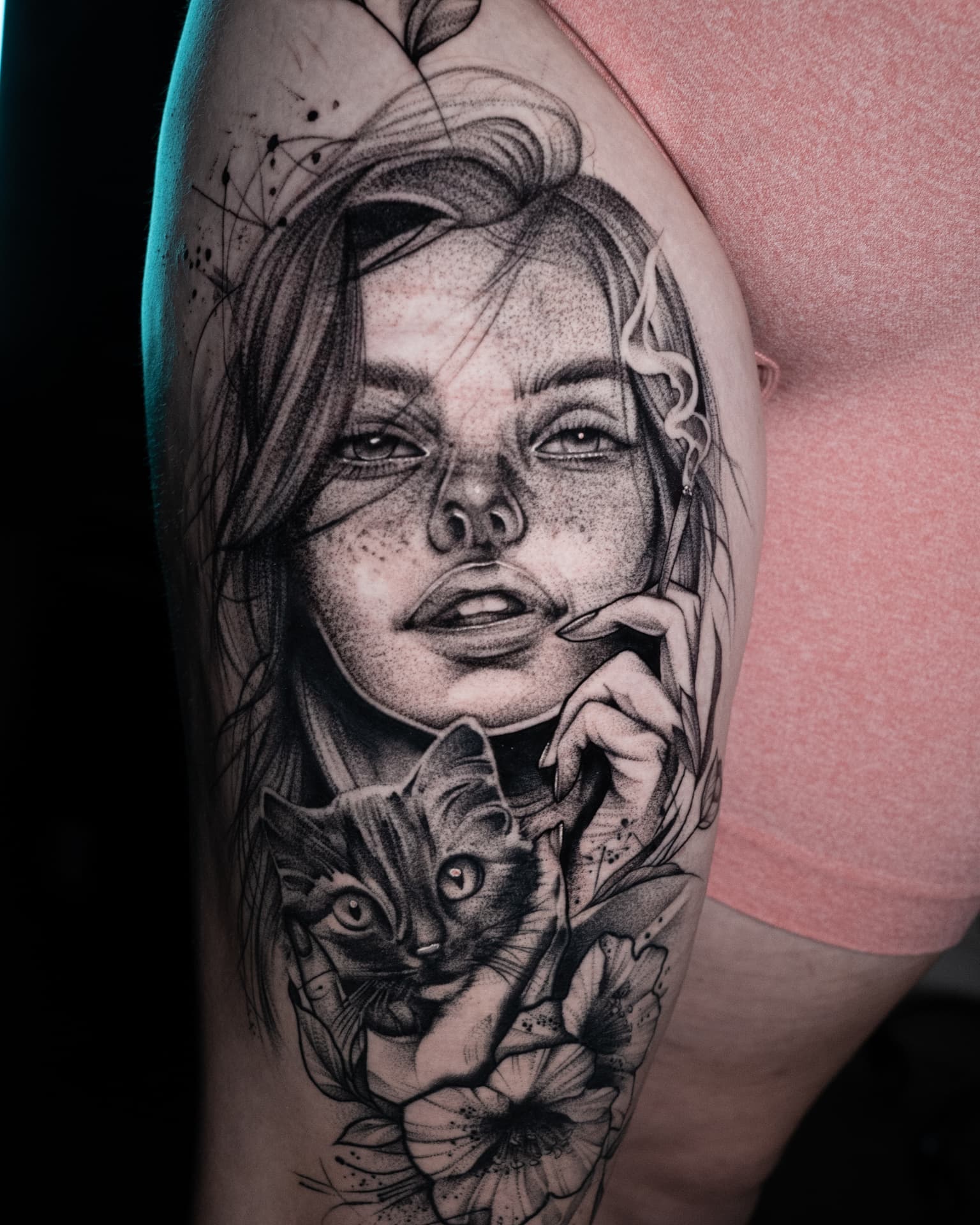 Tatuaż — Kobieta z kotem